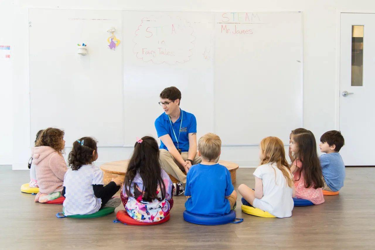Teacher providing nurturing care to children